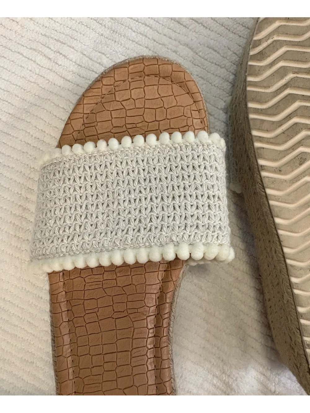White Crochet Platform Sandals