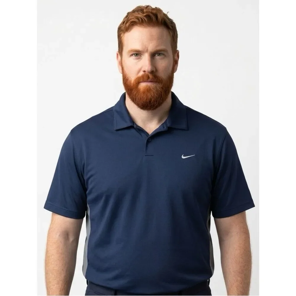 NIKE | Navy Blue & Gray Training Polo Shirt Men’s Size X-Large