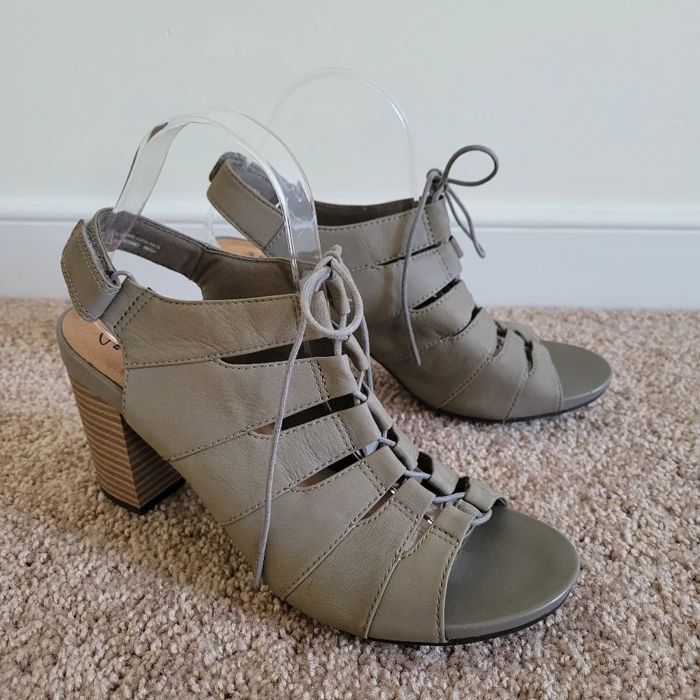 Clarks Banoy Waneta‎ Lace Up Sandal Heel Shoes NWT