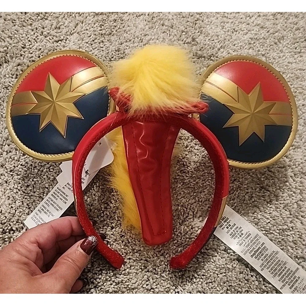 Disney Parks Captain Marvel Mickey Ears‎ Headband Higher Further Faster NEW