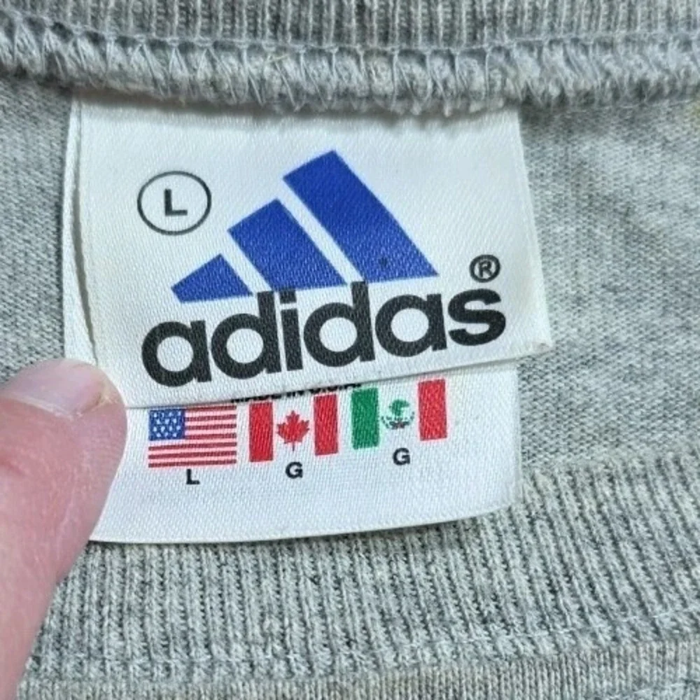 Vintage Adidas Shirt Mens L Gray Long Sleeve Graphic Spell Out Logo y2k‎ soccer