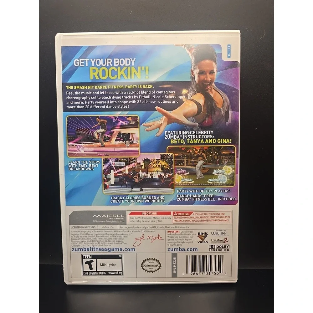 Zumba Fitness 2‎ Nintendo Wii Video Game Workout Exercise