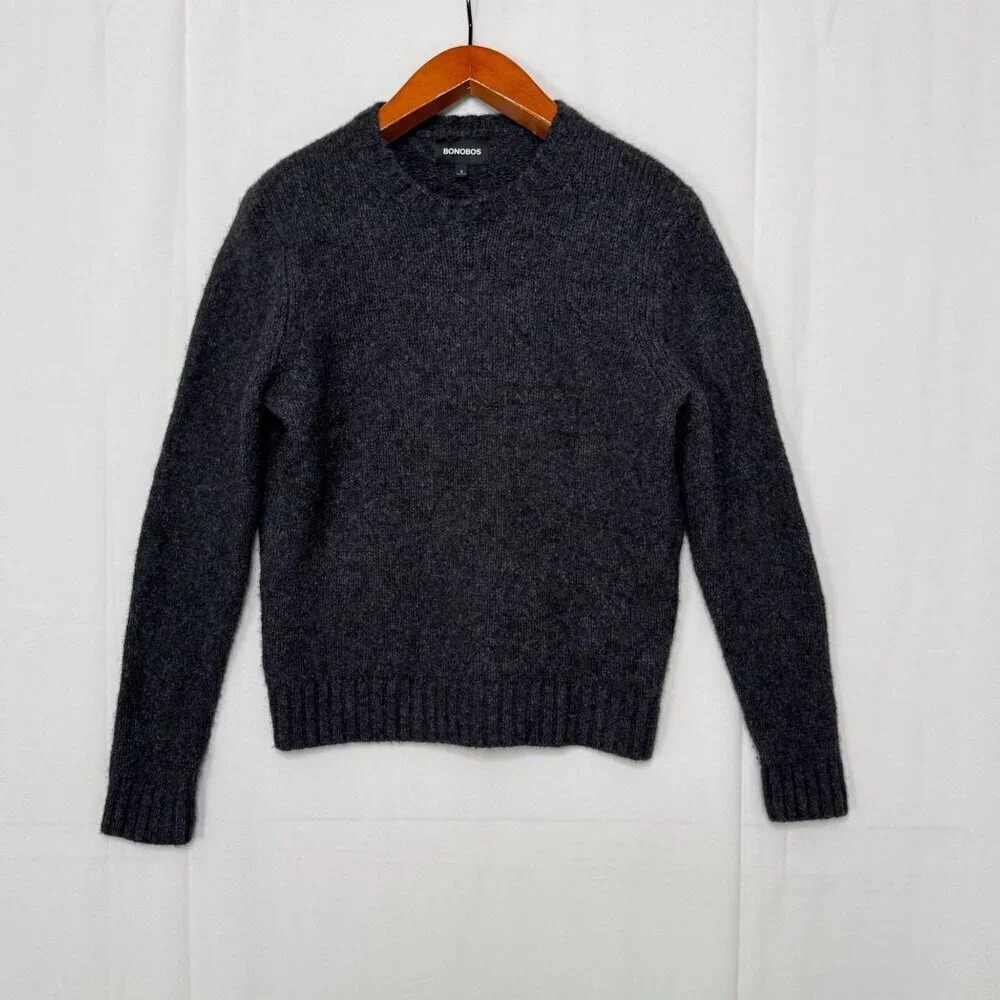 Bonobos Gray Extra Fine Merino Wool Nylon Alpaca Blend Crew Neck Sweater Small