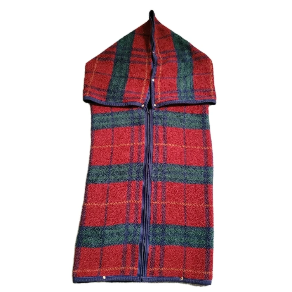 Biederlack Cuddle Wrap Throw Blanket Plaid Snap Zip Up Wearable Snuggie 50x60
