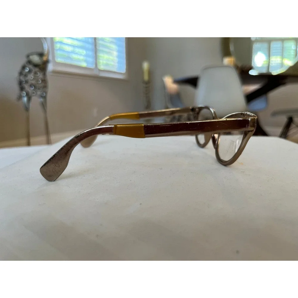 Vintage Tura Inc Bronze Floral Engraved Cat Eye Glasses Frames Mid Century 1950s