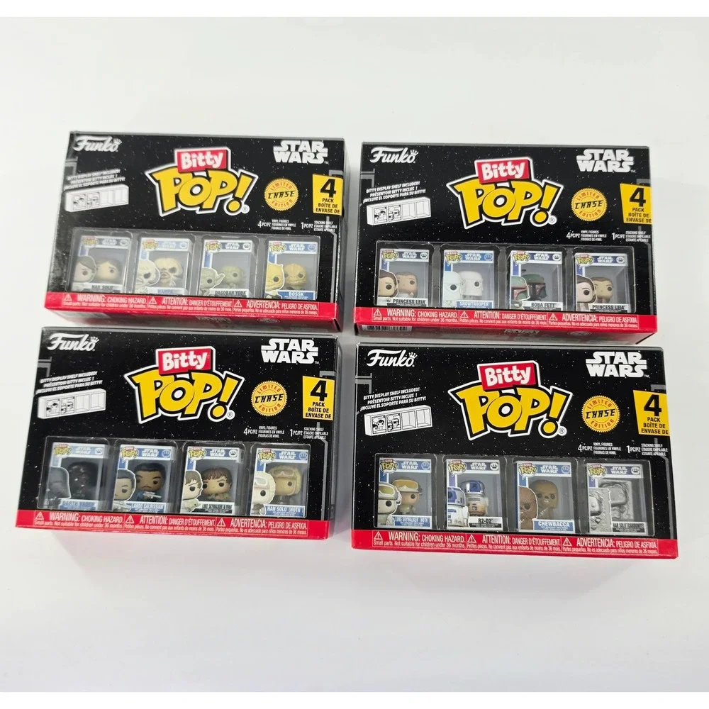 Funko Bitty Pop Star Wars 4-Pack Lot 16 Figures Darth Vader Leia Boba Fett Chase