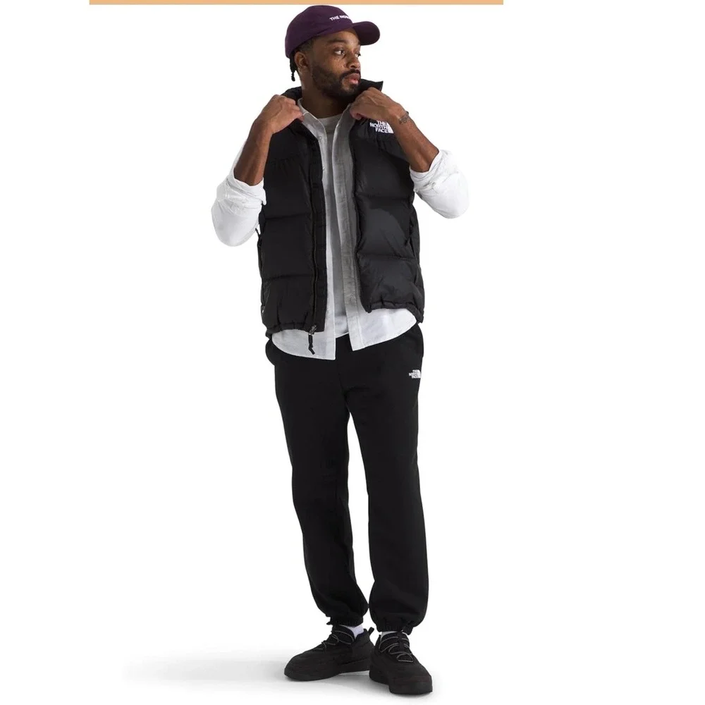 The North Face Sweatpants Mens M Black Circular Design Fleece Joggers Logo