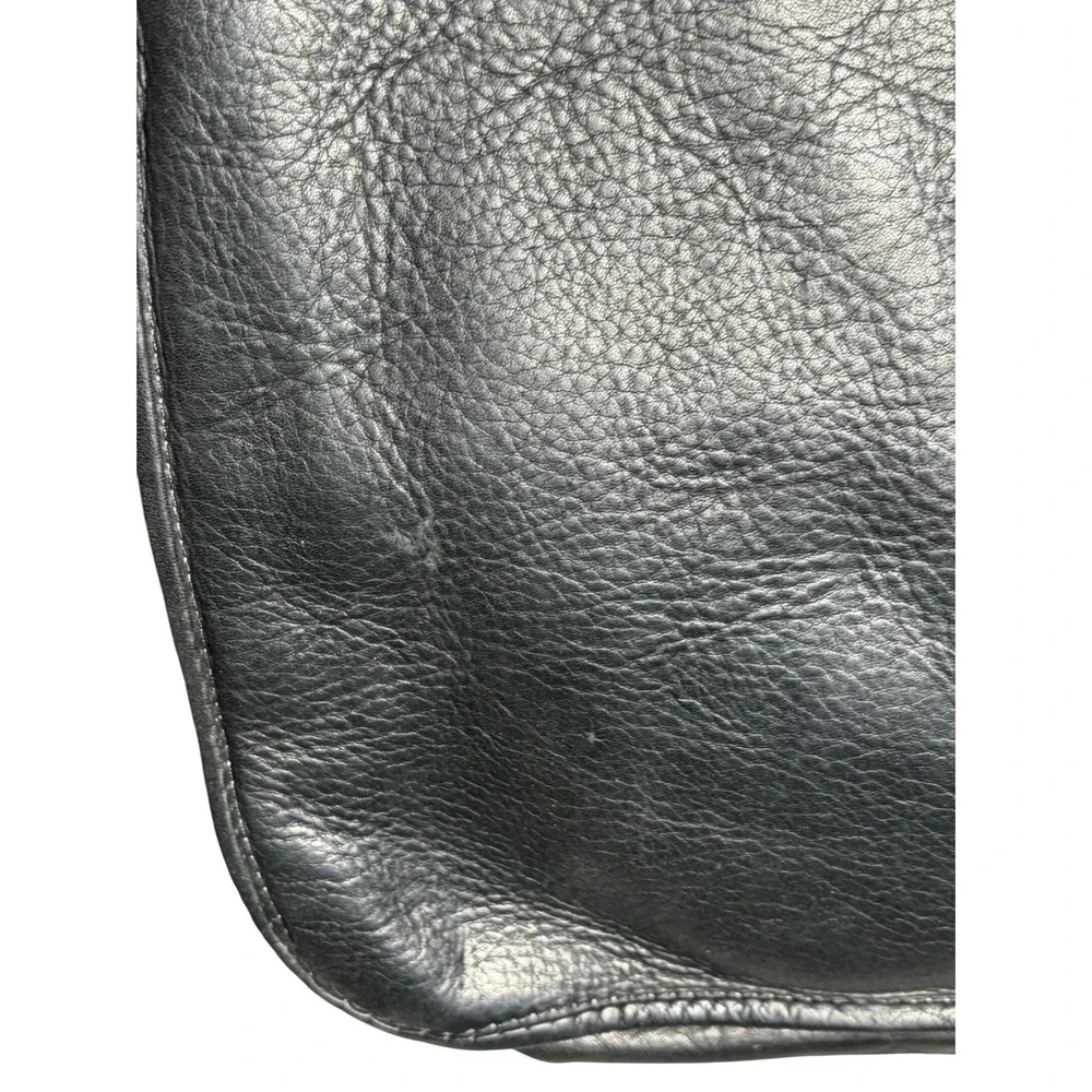 Vintage 90s Black Leather Messenger Unisex‎ Black Large Laptop Bag IMPERFECTIONS