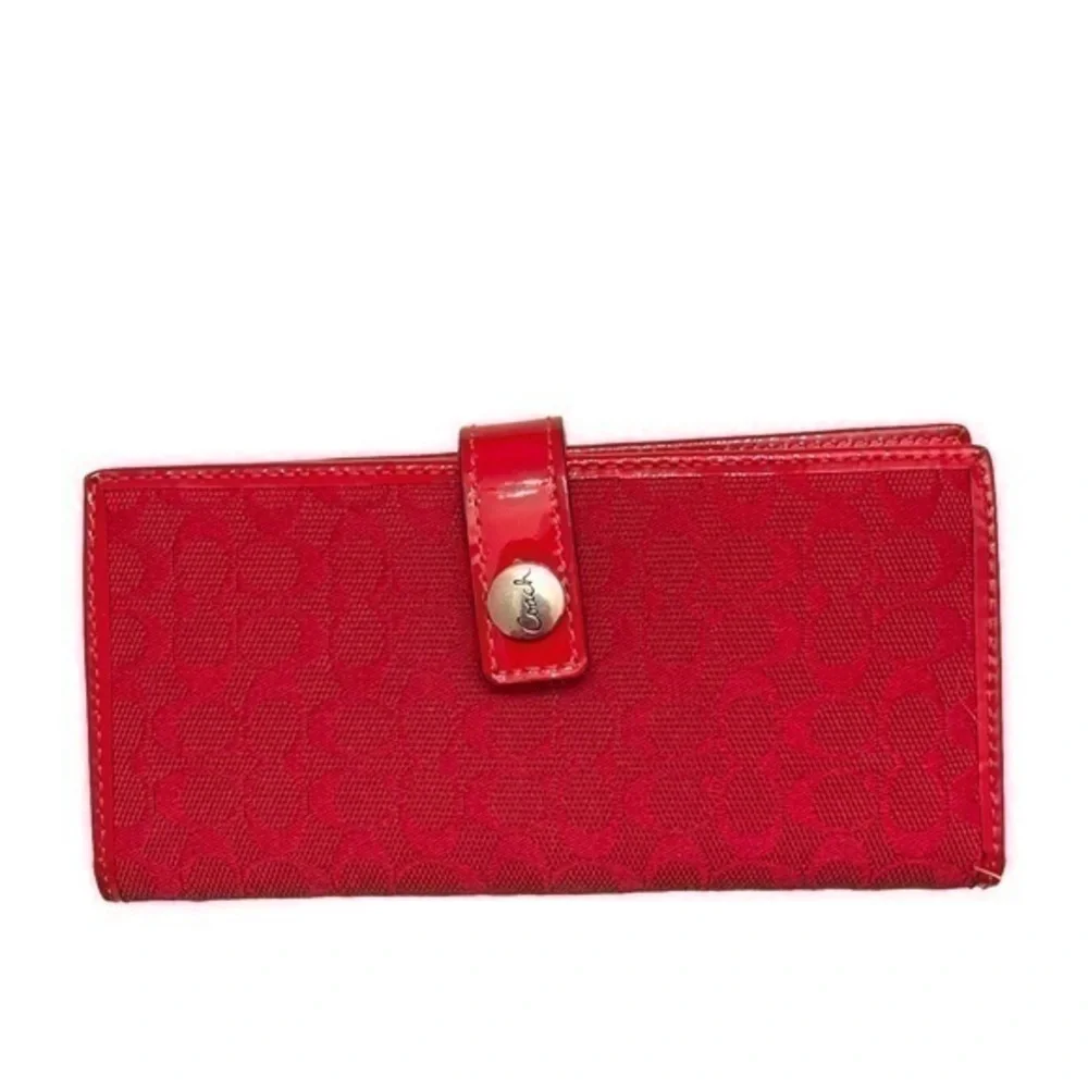 Coach rare vintage y2k red signature mini c slim bifold wallet