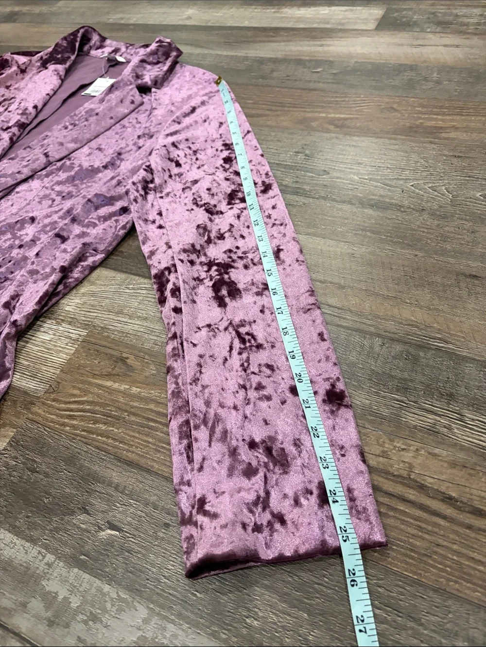 Pink Purple Crushed Velvet Duster Cardigan Jacket XL Romantic Long Line Artsy