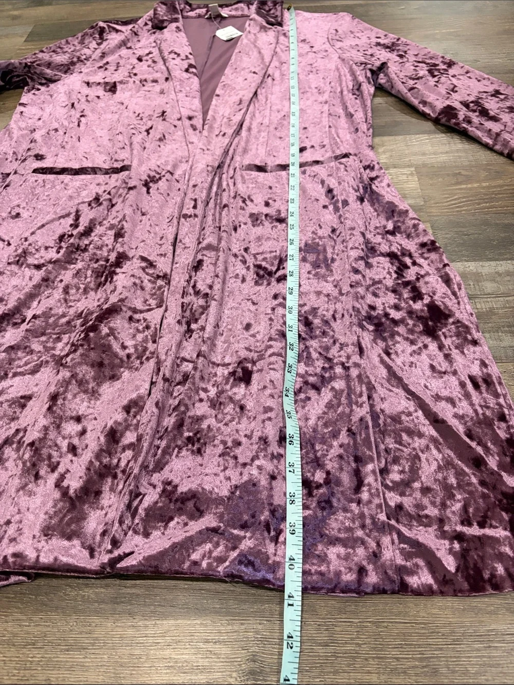 Pink Purple Crushed Velvet Duster Cardigan Jacket XL Romantic Long Line Artsy