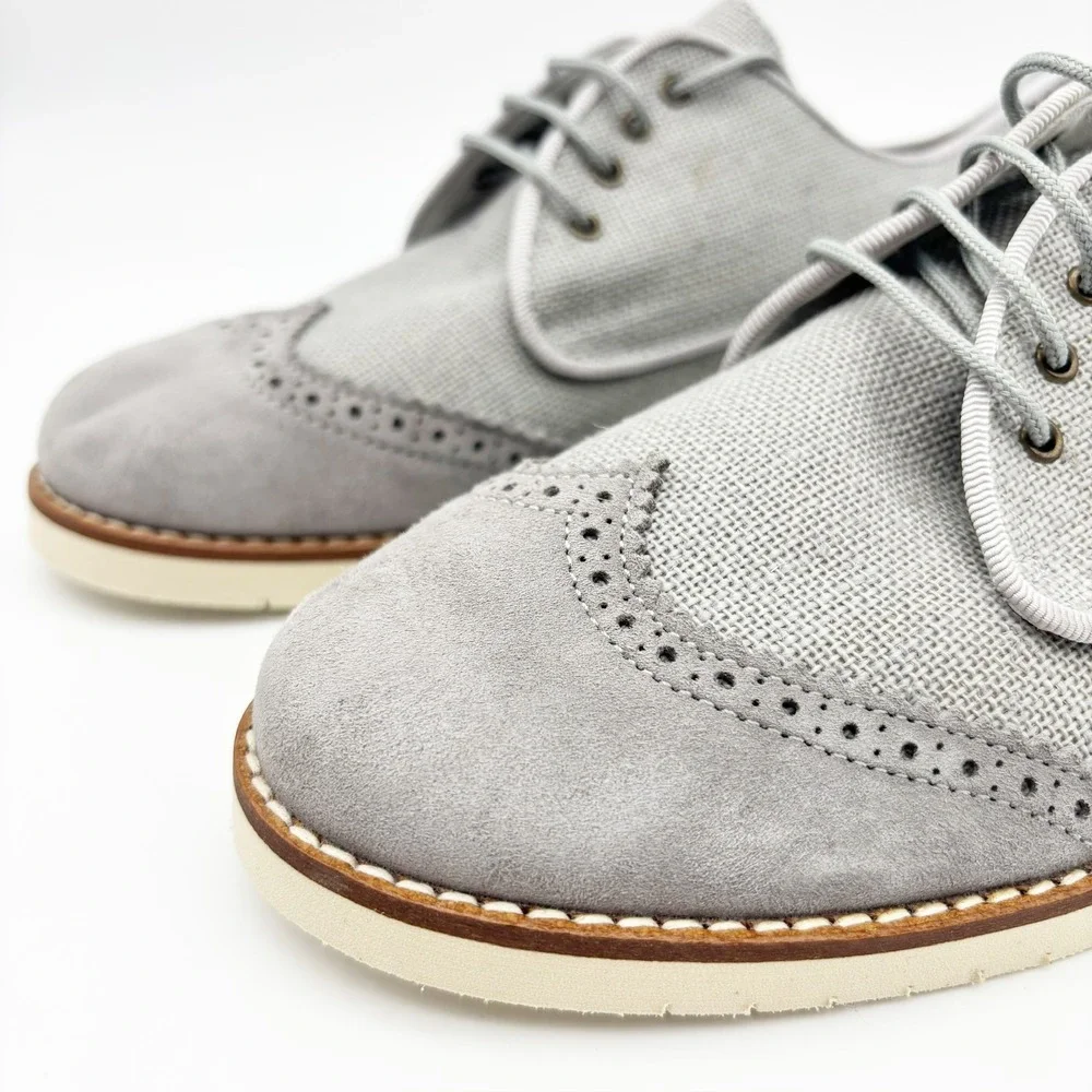 Pili Carrera Gray Linen and Suede Oxford Shoes Size EU 35