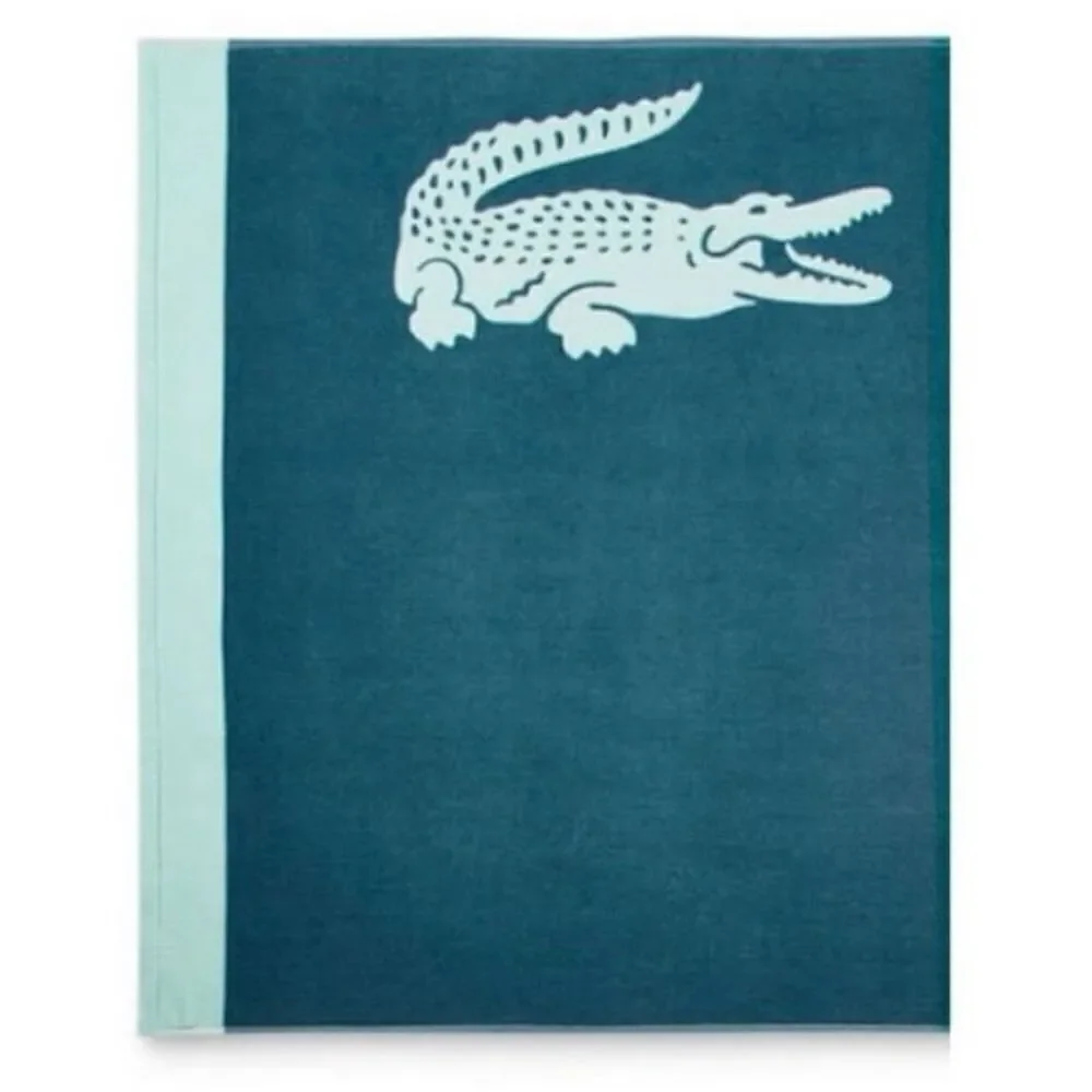 NWT Lacoste Gorgeous Green Ombre Blocks Logo 100% Cotton Big 72”x36” Beach Towel