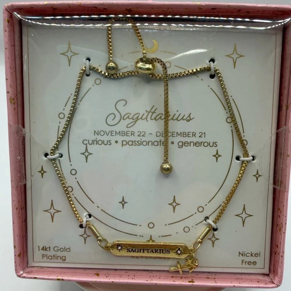 Sagittarius 14kt Gold Plated Slider Zodiac Bracelet