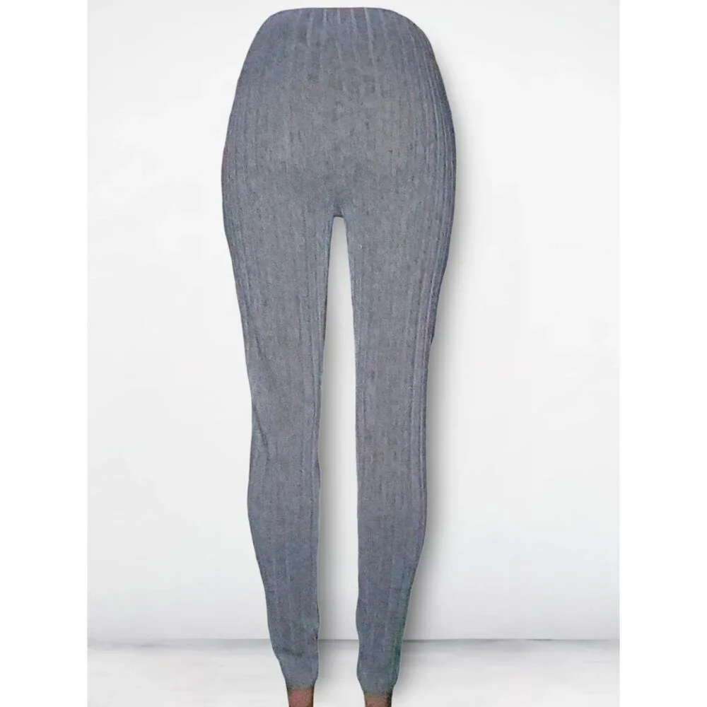 Gray Black Red Ankle Leggings XL Knit Polyester Spandex Elastic Waist Set Basics