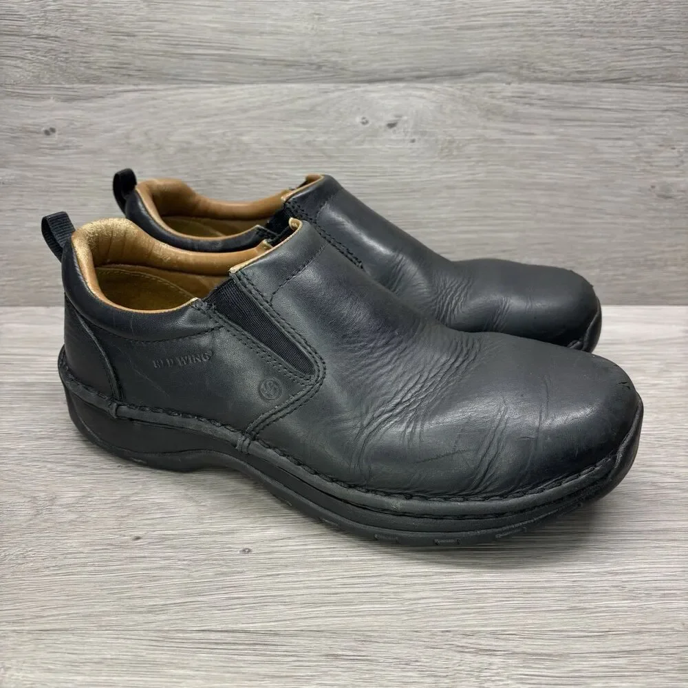 Red Wing 8700 Slip On Work Shoes Mens 9 E2 Black Leather Slip Resistant Utility