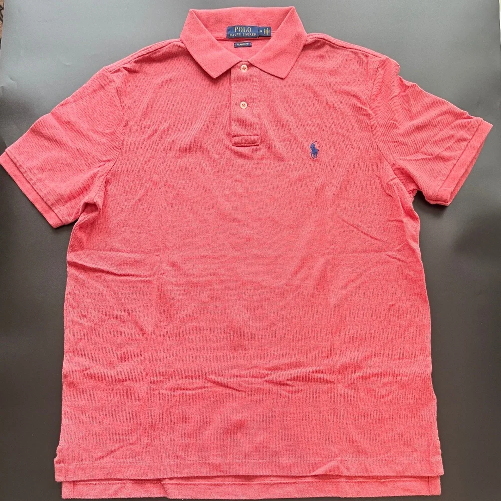 POLO‎ Ralph Lauren Polo Shirt Mens Medium Pink Short Sleeve Cotton