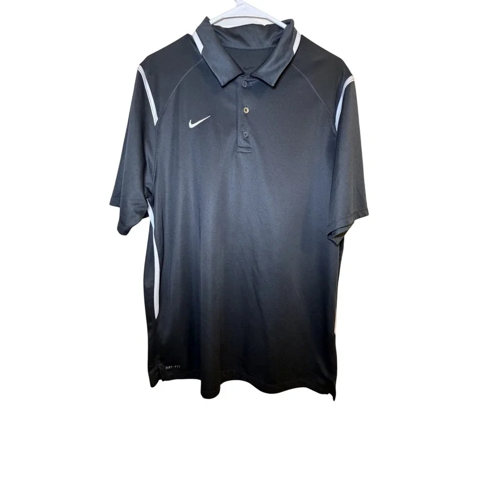 Nike Men's Gray Dri-Fit Athletic Golf Polo Shirt - Size Large L Polyester‎
