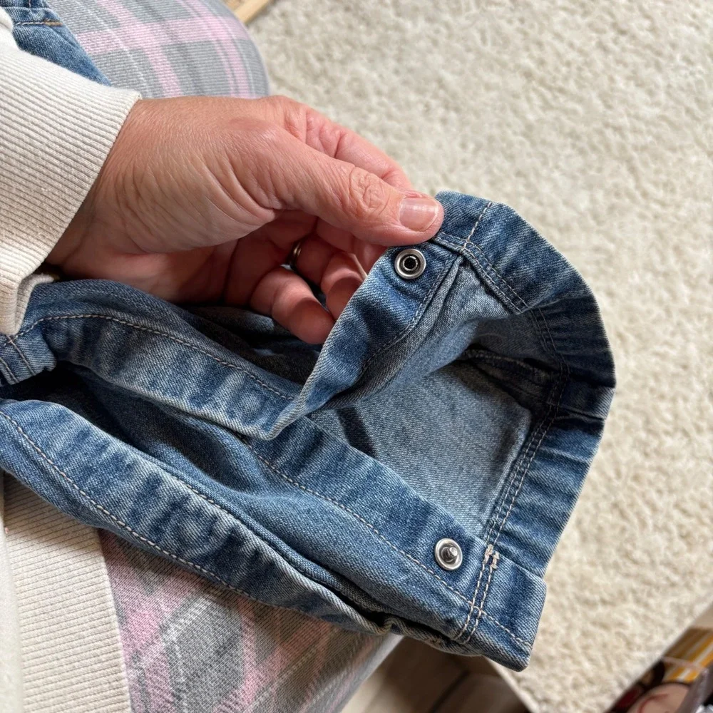 OshKosh B'gosh Baby Girl Denim Overalls Heart‎ Bird Tree Embroidery 9 Months