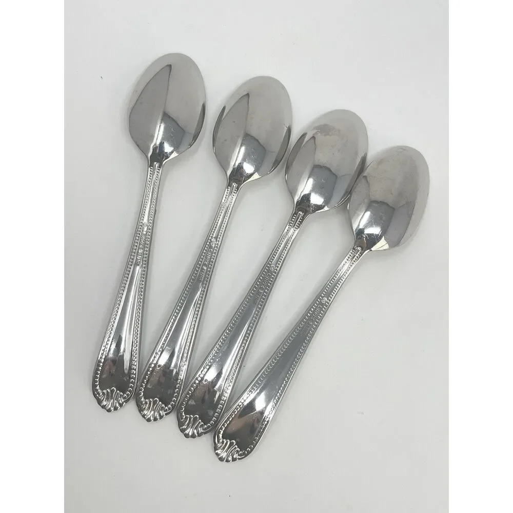 Lenox BEAD Stainless 18/10 Glossy Dinner Soup Spoon 7” Set Of 4 Replacement