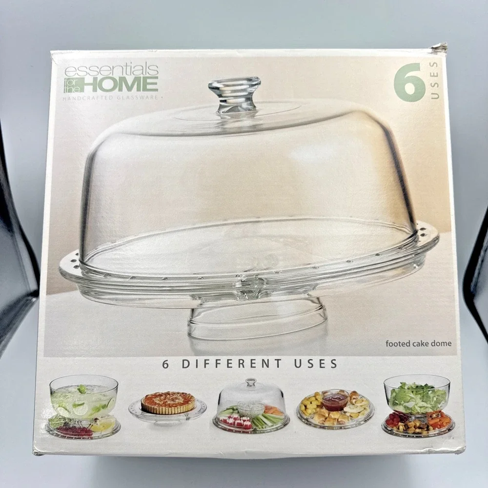New‎ In Box Essentials for the Home 6 in 1 Footed Cake Dome 12