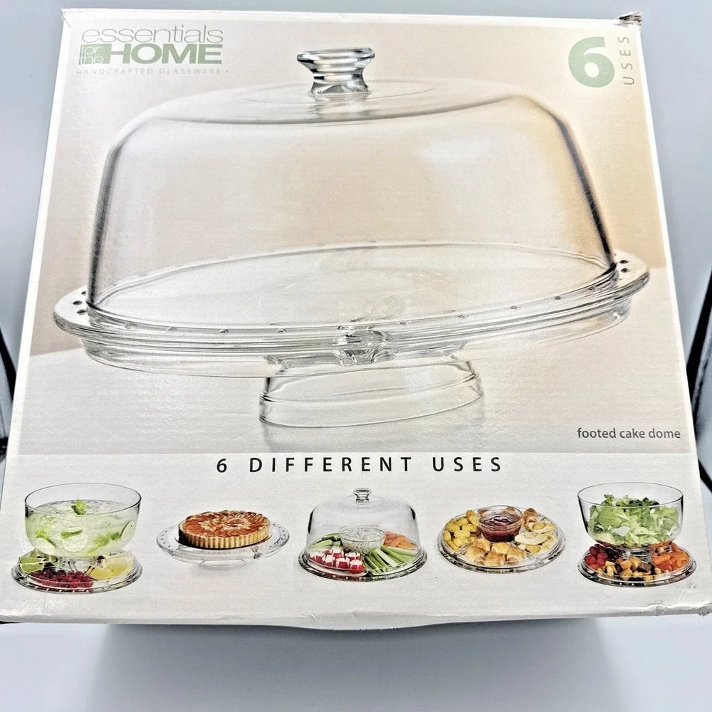 New‎ In Box Essentials for the Home 6 in 1 Footed Cake Dome 12