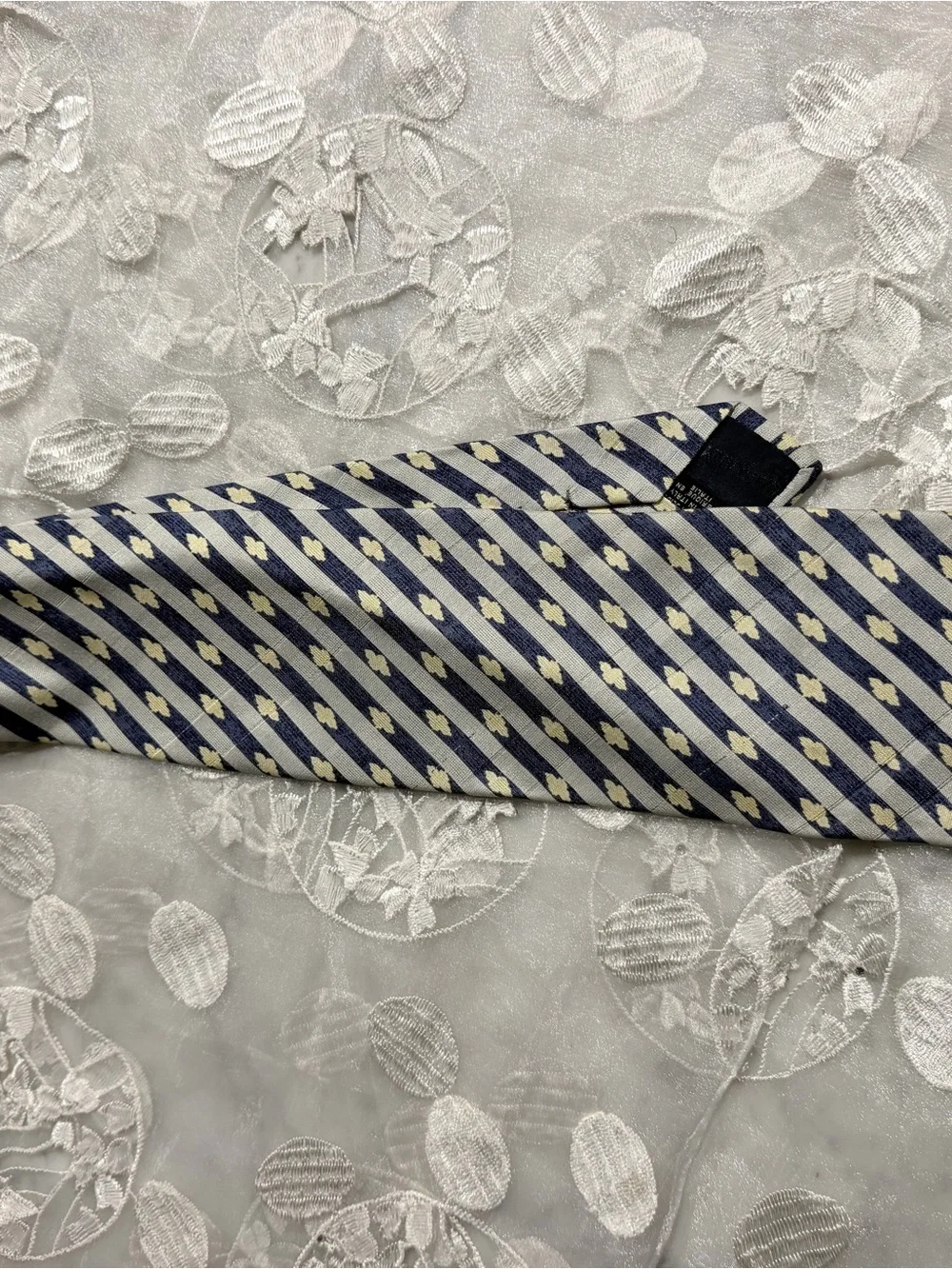 Giorgio Armani Navy and Cream Diagonal Stripe Silk Tie