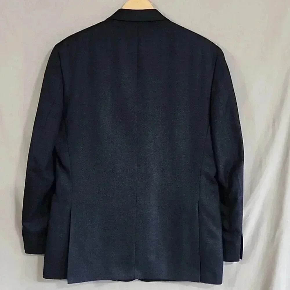 Van Heusen Mens 44R Navy Blue Two Button Blazer Sport Coat Jacket 772084899091