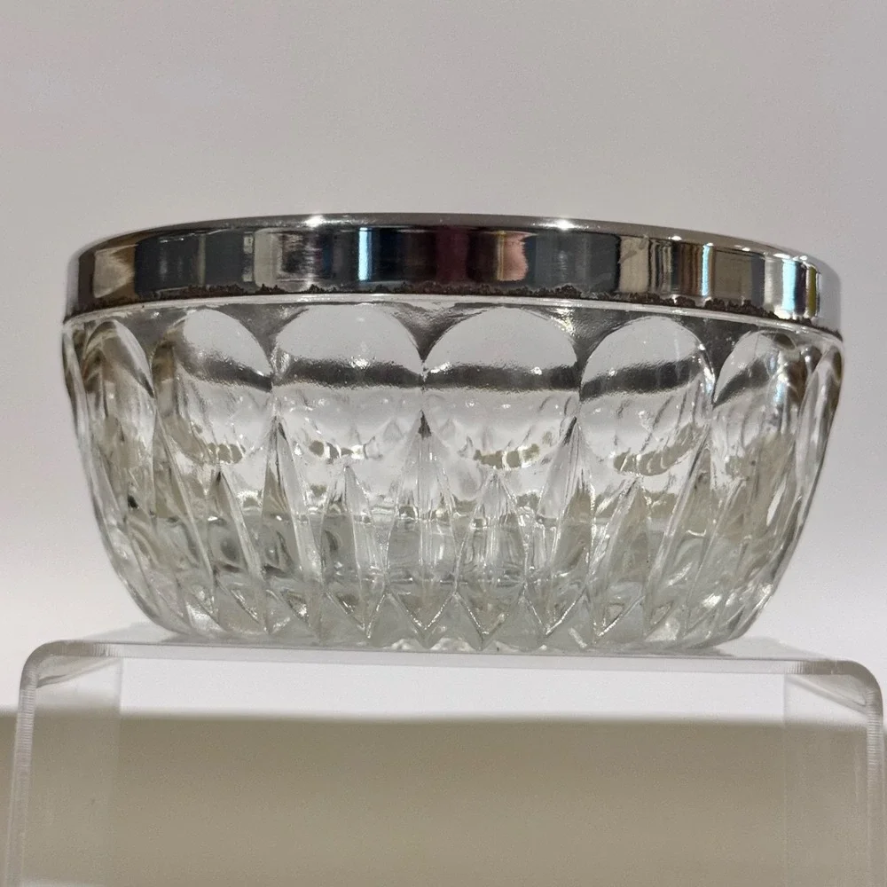 Vintage Leonard Silver Plate & Crystal Sauce Set in Original Box, No‎ Spoon
