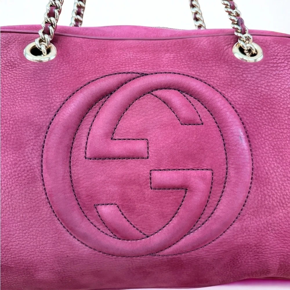 GUCCI Limited Edition Soho Chain Shoulder Bag - Burgundy Nubuck Suede -with COA