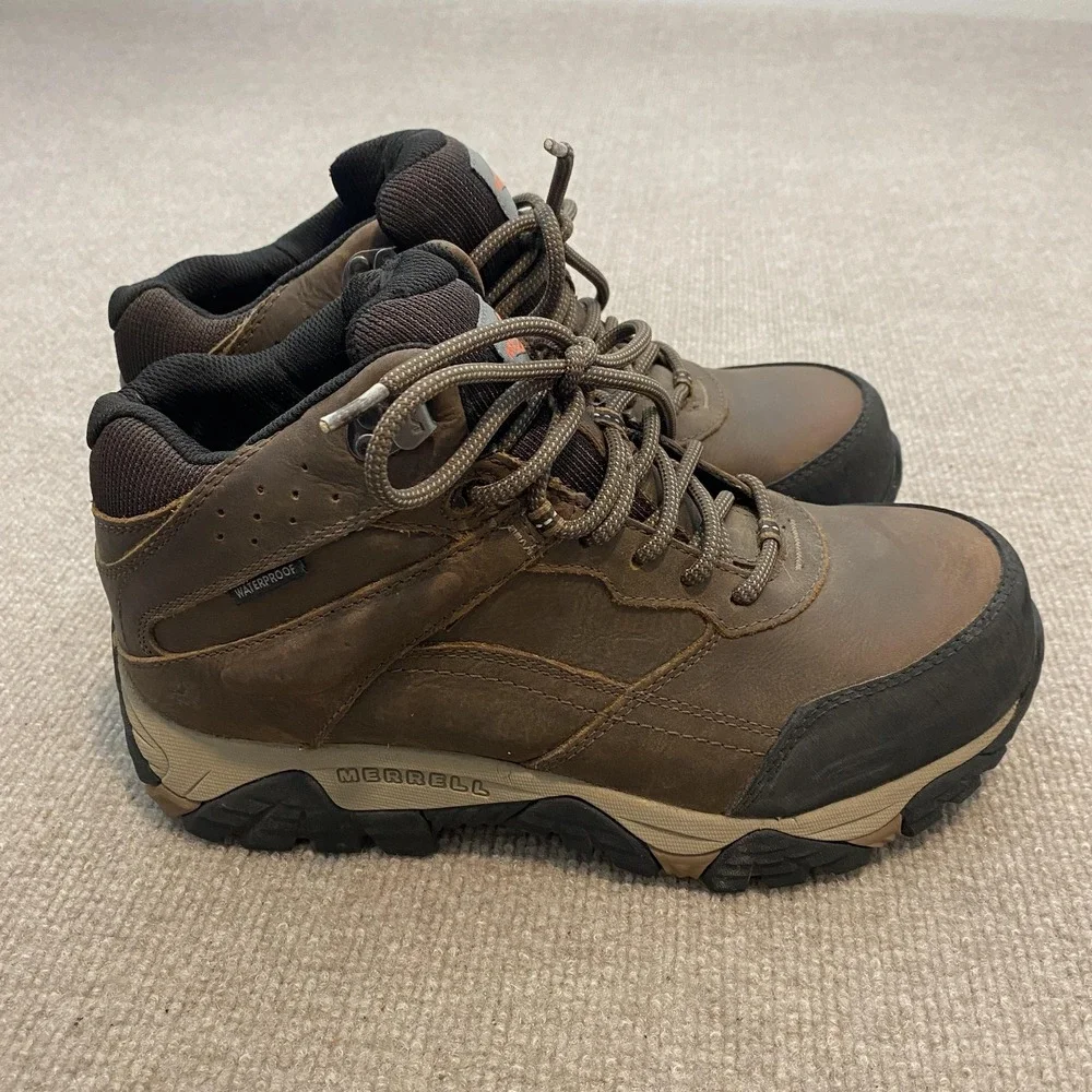 Merrell Work Boots Mens Size 7.5W Brown‎ Leather Waterproof Slip Resistant