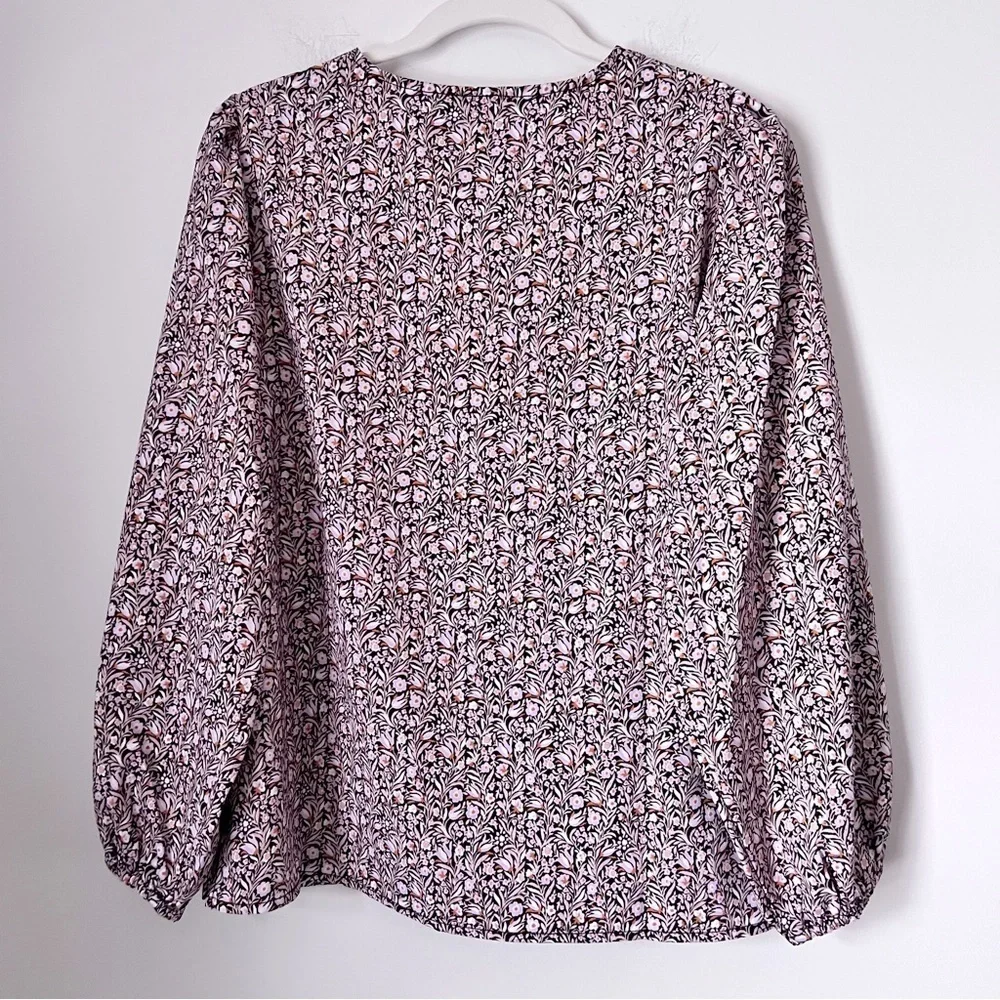 J. Crew Puff-Sleeve Satin Back Crepe Top Floral Flourish Blouse BL008 Fall 22