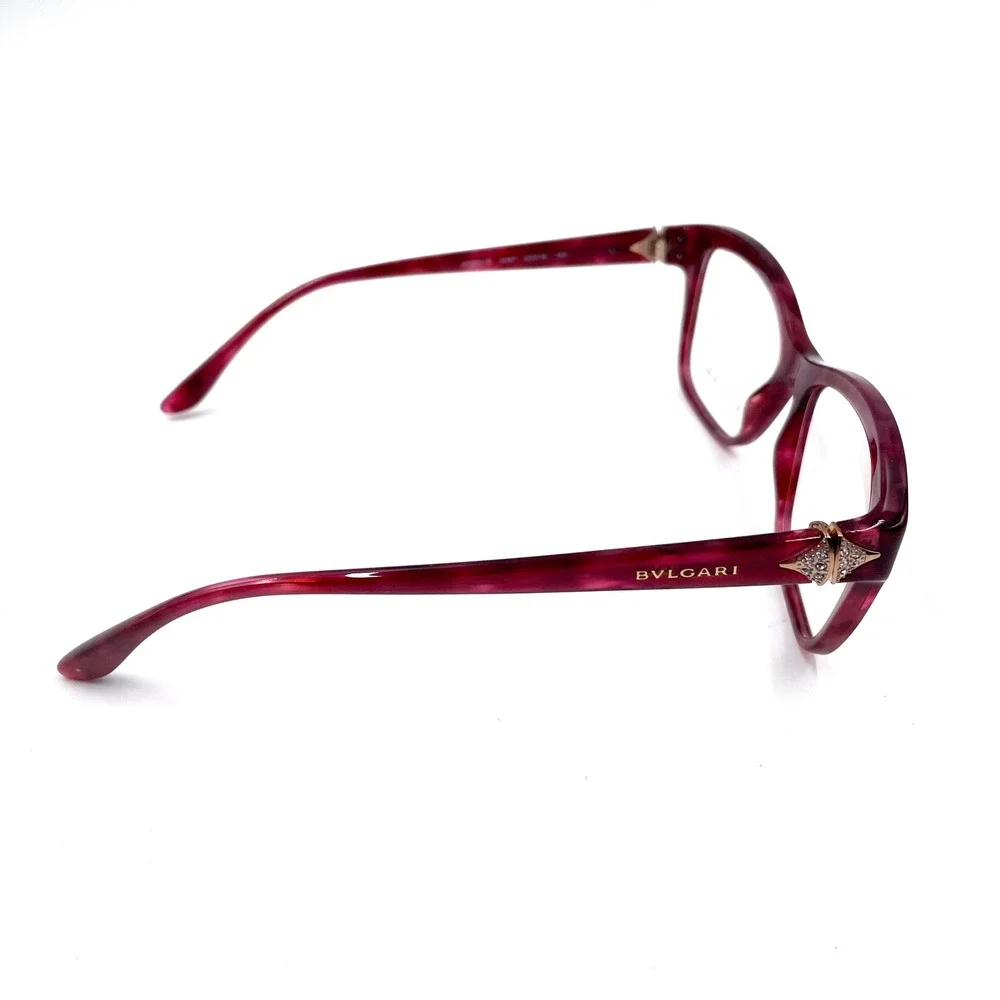 Bvlgari Cat Eye Eyeglasses Cherry Marble 4080-B Acetate‎ Full Rim Frames Women's