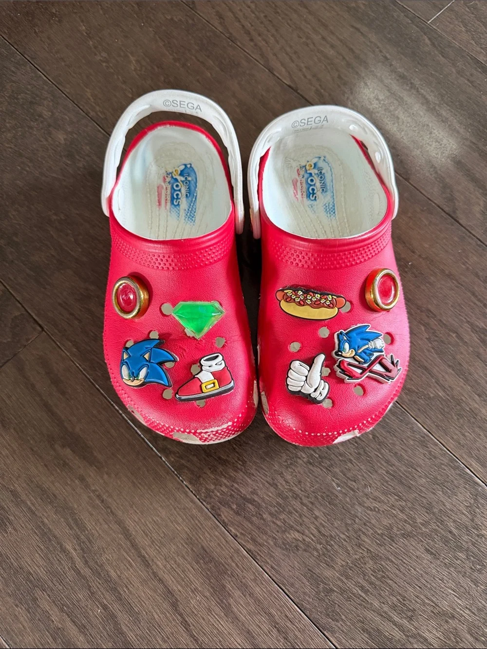 CROCS Kids Red and White Sonic-Themed Water Shoes