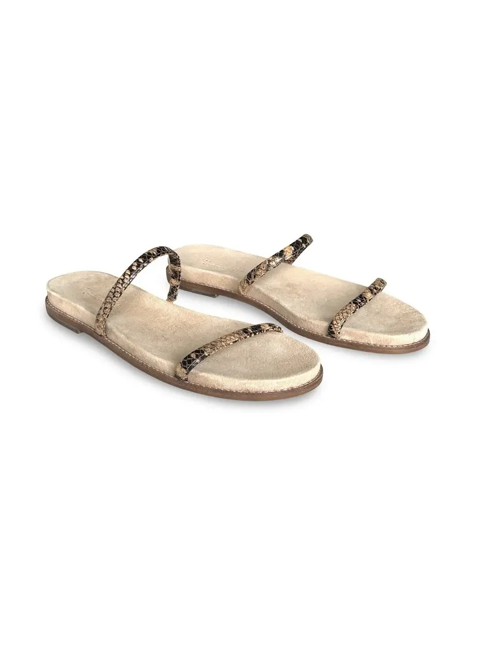 Madewell Bare Slide Sandals Size 8.5 Tan & Brown Snake Skin Pattern Flats