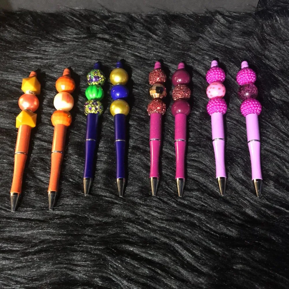 Handmade Blue and Gold Beaded‎ Ballpoint Pen