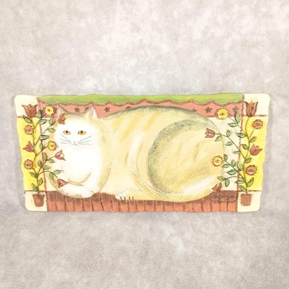 Vintage E. Smithson Cat Folk Art 3D Wall Hanging Plaque 