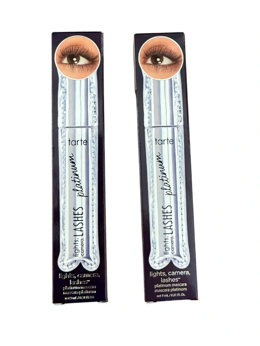 TWO Tarte Black Mascara lights camera lashes platinum full size NEW
