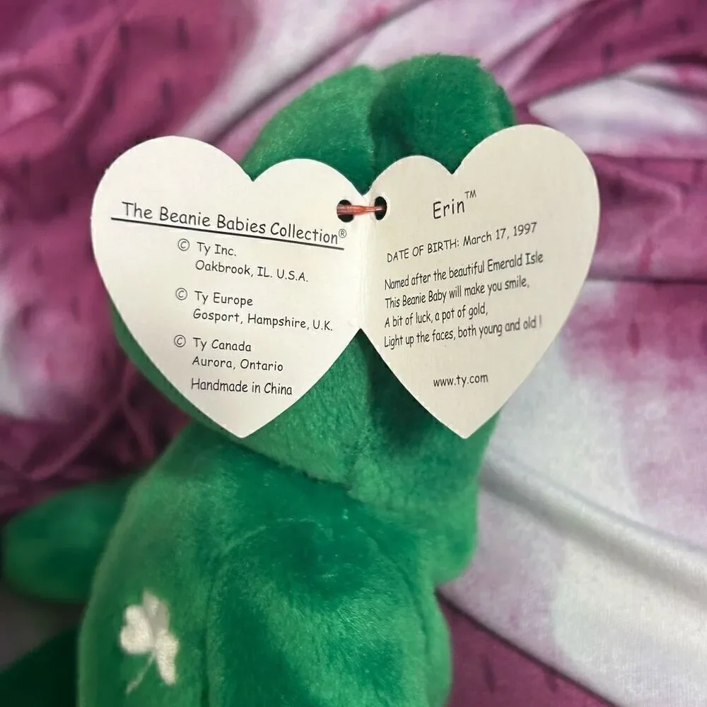 Vintage Set Of 3 TY Beanie Babies Bears Red Blue & Green Valentina America Erin