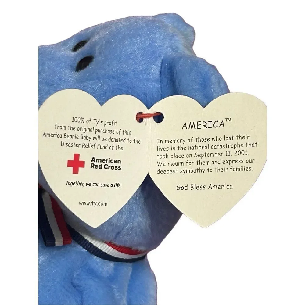 Vintage Set Of 3 TY Beanie Babies Bears Red Blue & Green Valentina America Erin