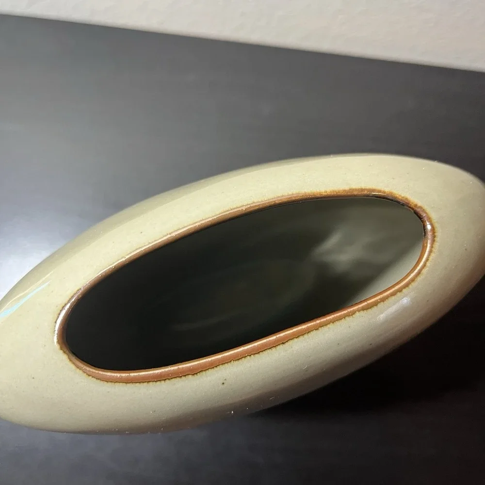 Otagiri MCM Flat Vase Royal Iris Handcrafted VTG Decor Floral‎ Botanical Japan