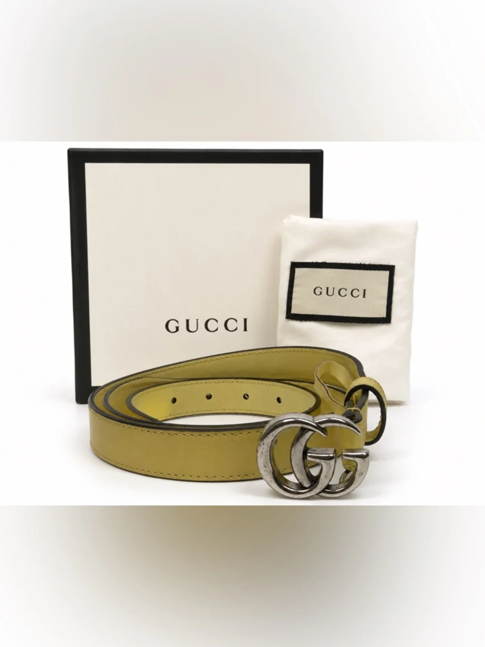 Gucci GG Marmont Belt Butter Yello Thin Size 90 / 36 Box + Dust Bag