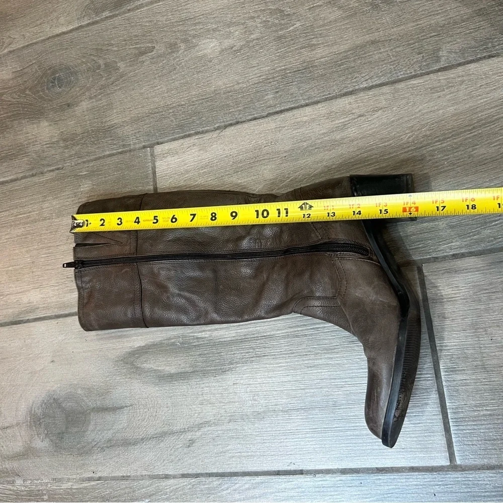 Vtg Eddie Bauer Brown Genuine Leather Full Zip Knee High Boots Italy Made US  8