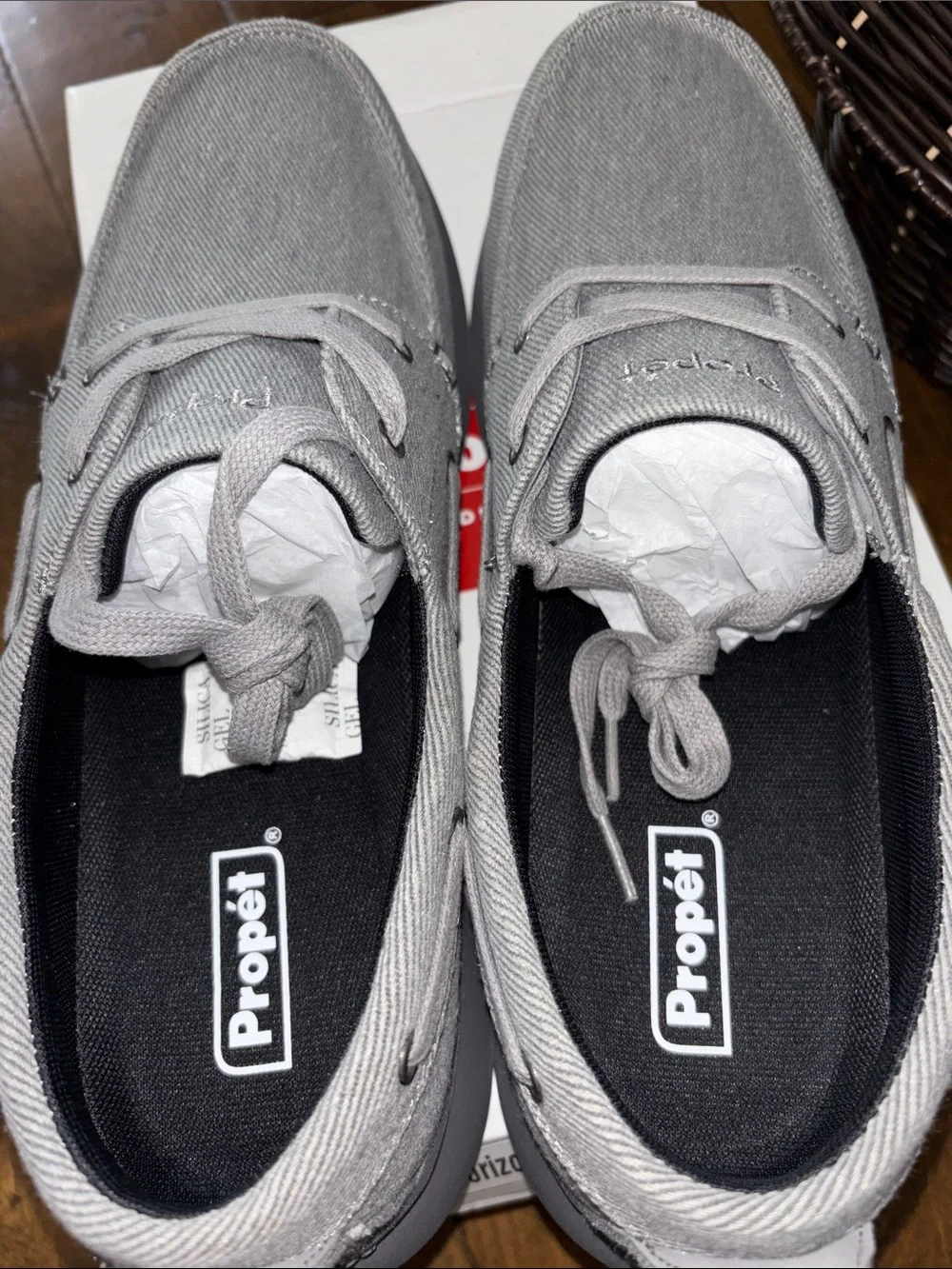 Propet Men’s Casual Gray Canvas Lace-Up Shoe Sz 15W NEW IN BOX
