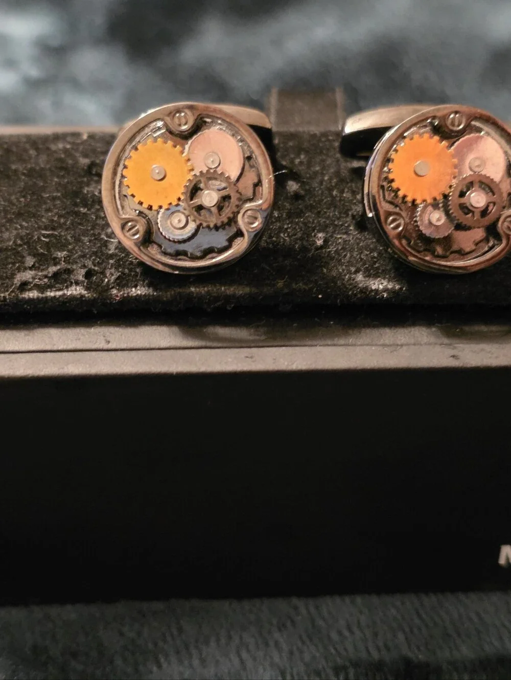 Murano Gunmetal Gear Cufflinks