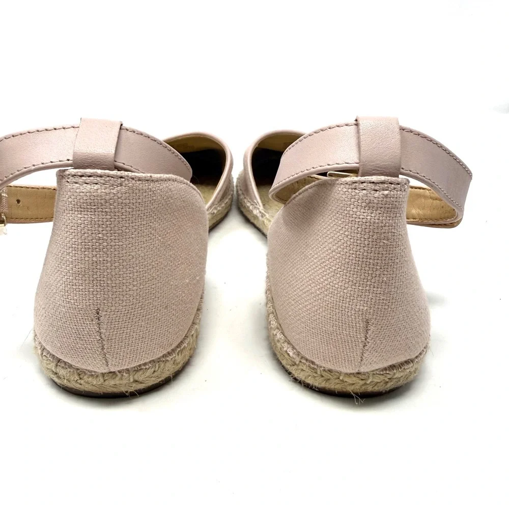 Michael Kors Womens Blush Pink Canvas Ankle Strap Espadrille Flats MK Logo 7M
