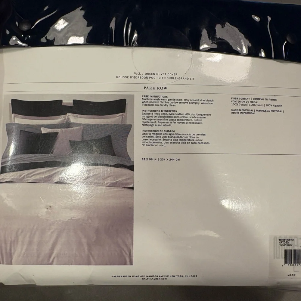 RALPH LAUREN Hayden Queen Tan White Geometric Patterned Duvet Cover NWT $500