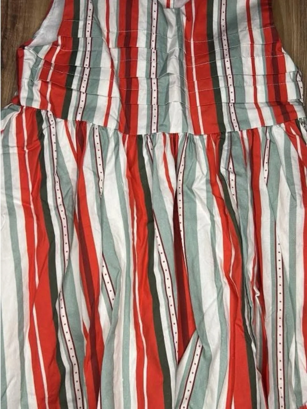 cheeky plum Red White Green Striped Casual Kids Dress