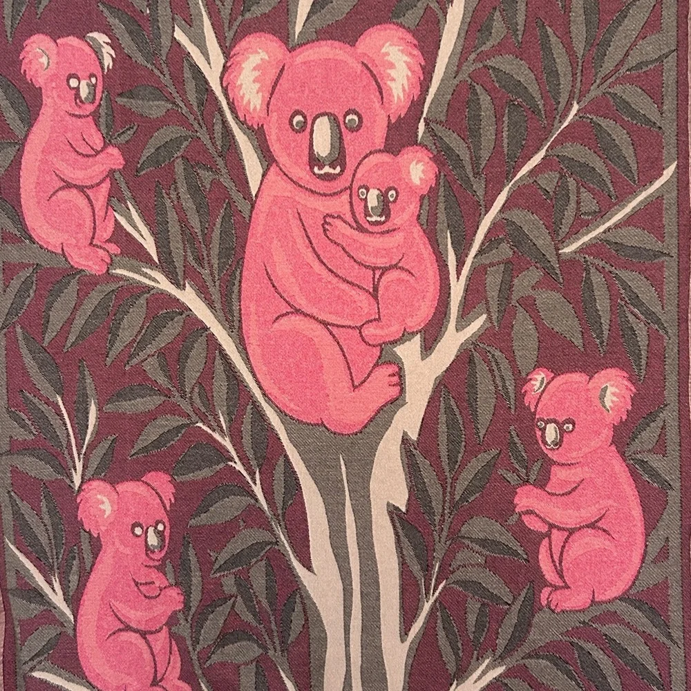 KOALA Heirloom Collection Pink + Gray Hand Crafted Loom Weave New Original 84”