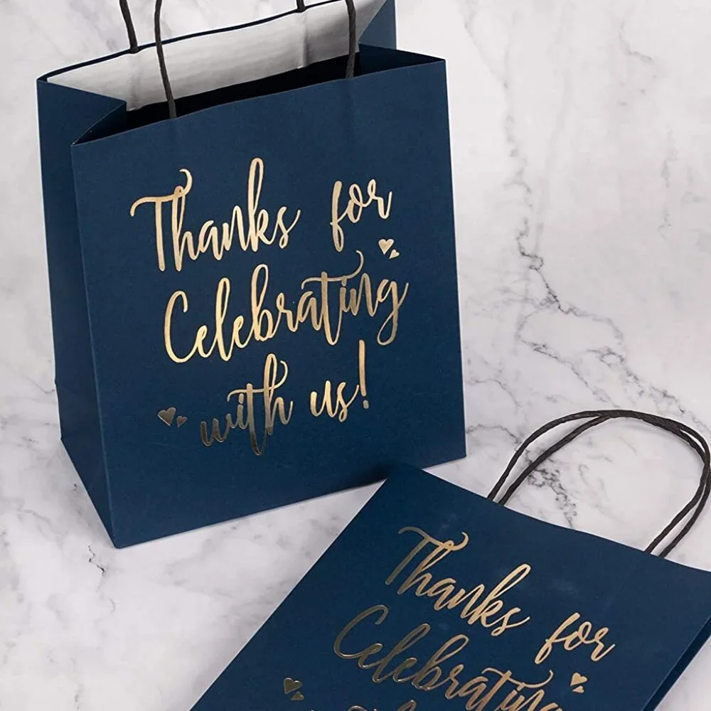 Medium Size Gift Bags - Gold Foil - Thank you for Celebrating